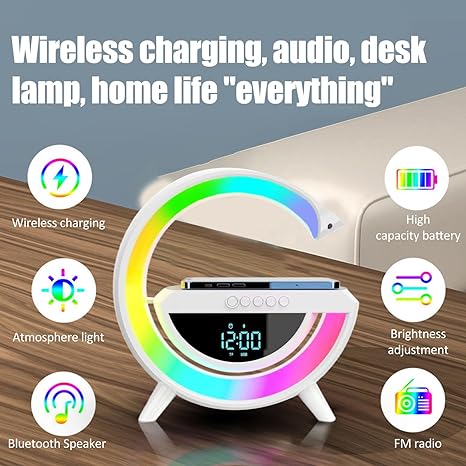 "Wireless Charging Speaker with Digital LED Display"